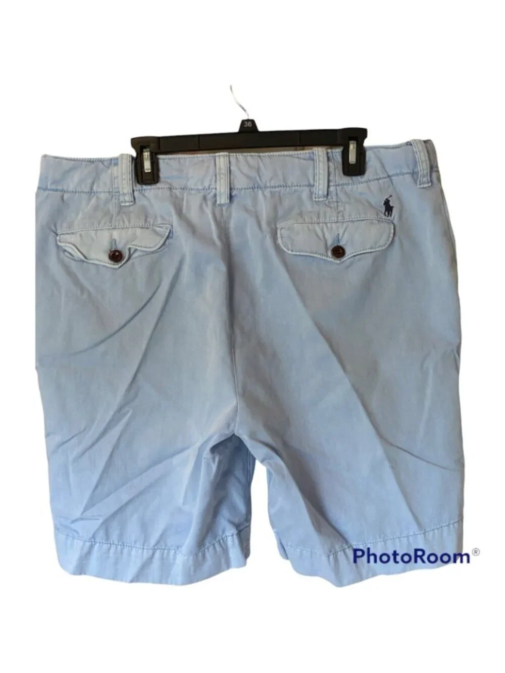 Polo Ralph Lauren Shorts Men 38 Light Blue Flat Front Casual Summer Beach Cotton